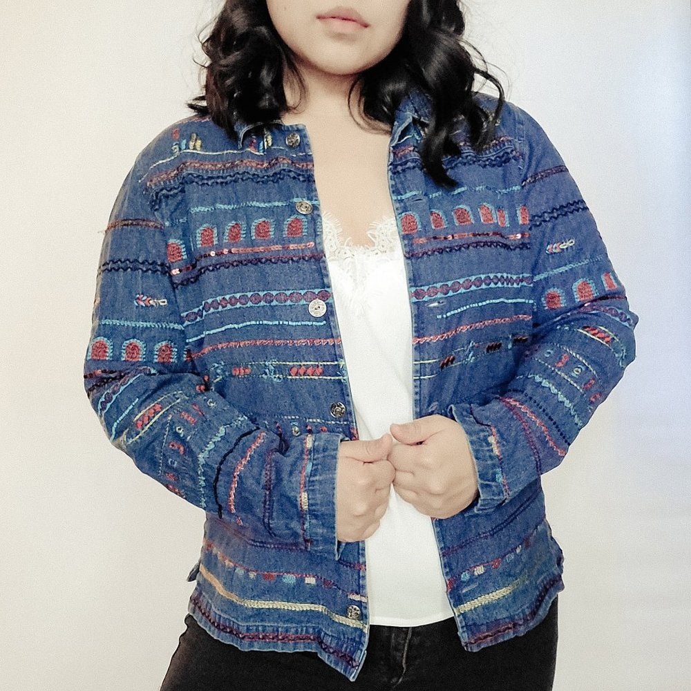 Denim Beaded Women's Jacket